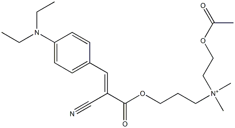 N-[2-(アセチルオキシ)エチル]-3-[[2-シアノ-3-[4-(ジエチルアミノ)フェニル]-1-オキソ-2-プロペニル]オキシ]-N,N-ジメチル-1-プロパンアミニウム 化学構造式