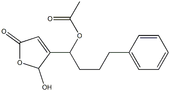 Acetic acid 1-[(2,5-dihydro-2-hydroxy-5-oxofuran)-3-yl]-4-phenylbutyl ester Structure