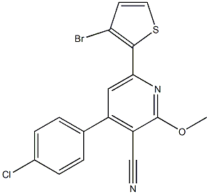 2-メトキシ-4-(4-クロロフェニル)-6-(3-ブロモ-2-チエニル)ピリジン-3-カルボニトリル 化学構造式