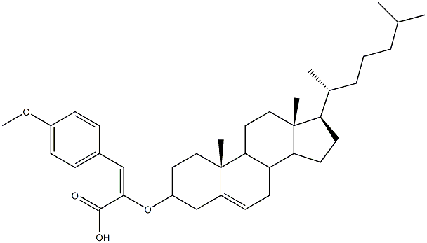 (E)-2-[(コレスタ-5-エン-3-イル)オキシ]-3-(4-メトキシフェニル)プロペン酸 化学構造式