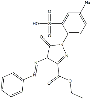 5-オキソ-4,5-ジヒドロ-4-フェニルアゾ-1-(4-ソジオスルホフェニル)-1H-ピラゾール-3-カルボン酸エチル 化学構造式