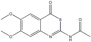 2-Acetylamino-6,7-dimethoxy-4H-3,1-benzothiazin-4-one Struktur
