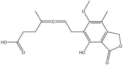 5-(6-Carboxy-4-methyl-2,3-hexadien-1-yl)-1,3-dihydro-4-hydroxy-6-methoxy-7-methylisobenzofuran-3-one Structure