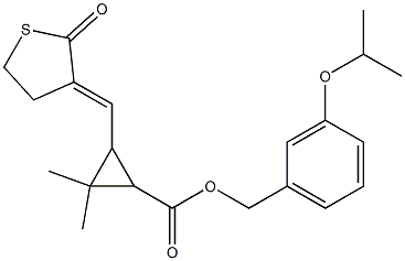 3-[[(3E)-2-オキソチオラン-3-イリデン]メチル]-2,2-ジメチルシクロプロパンカルボン酸3-イソプロポキシベンジル 化学構造式