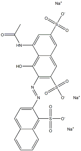8'-Acetylamino-1'-hydroxy-(2,2'-azobisnaphthalene)-1,3',6'-trisulfonic acid trisodium salt Struktur
