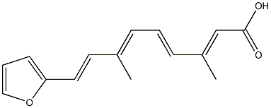 (2E,4E,6E,8E)-3,7-ジメチル-9-(2-フラニル)-2,4,6,8-ノナテトラエン酸 化学構造式