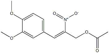 Acetic acid 2-nitro-3-[3,4-dimethoxyphenyl]-2-propenyl ester Struktur