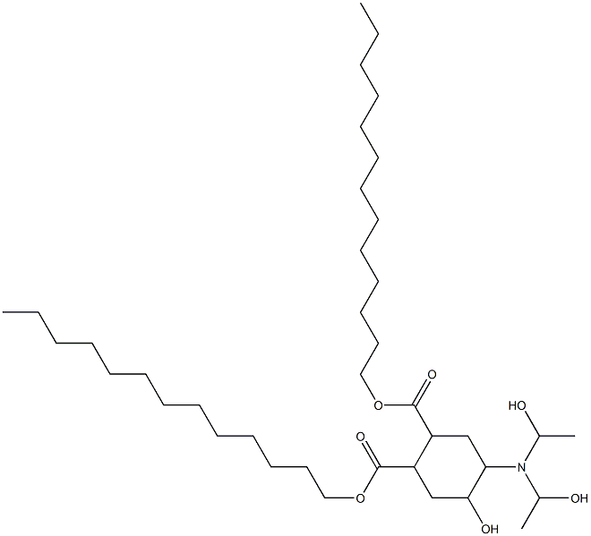 5-ヒドロキシ-4-[ビス(1-ヒドロキシエチル)アミノ]-1,2-シクロヘキサンジカルボン酸ジトリデシル 化学構造式