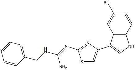 2-[[アミノ(ベンジルアミノ)メチレン]アミノ]-4-(5-ブロモ-1H-インドール-3-イル)チアゾール 化学構造式