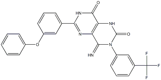 4-Imino-6-(3-phenoxyphenyl)-3-(3-(trifluoromethyl)phenyl)-1,3,7-trihydro-5,7-diazaquinazoline-2,8-dione Structure