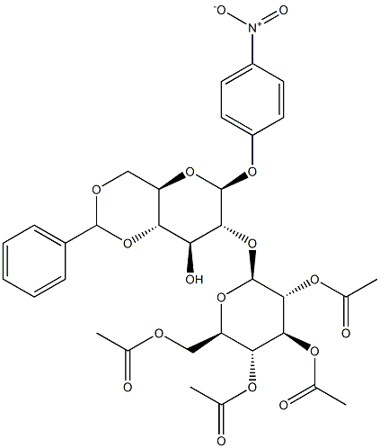 4-NITROPHENYL 4,6-O-BENZYLIDENE-2-O-(2,3,4,6-TETRA-O-ACETYL-BETA-D-GLUCOPYRANOSYL)-BETA-D-GLUCOPYRANOSIDE Structure