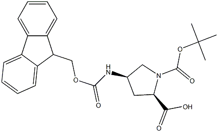 (2R,4R)-Fmoc-4-amino-1-Boc-pyrrolidine-2-carboxylic acid Structure