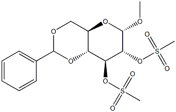 Methyl 4,6-O-benzylidene-2,3-di-O-methanesulfonyl-a-D-glucopyranoside 结构式