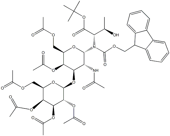 2-Acetamido-3-O-(2,3,4,6-tetra-O-acetyl-b-D-galactopyranosyl)-4,6-di-O-acetyl-2-deoxy-a-D-galactopyranosyl-Fmoc-L-threonine tert-butyl ester Struktur