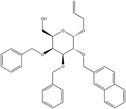 烯丙基3,4-二-O-苄基-2-O-(2-萘甲基)-Α-D-吡喃半乳糖苷, , 结构式