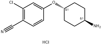 4-(((1r,4r)-4-aminocyclohexyl)oxy)-2-chlorobenzonitrile hydrochloride Struktur
