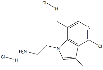 2-(4-氯-3-碘-7-甲基-1H-吡咯并[3,2-C]吡啶-1-基)乙-1-胺二盐酸盐, , 结构式