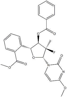 ((2R,3R,4R,5R)-3-(Benzoyloxy)-4-fluoro-5-(4-methoxy-2-oxopyrimidin-1(2H)-yl)-4-methyltetrahydrofuran-2-yl)methyl Benzoate, , 结构式