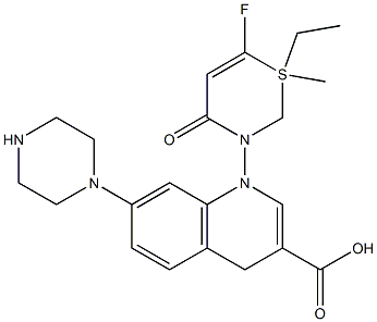 Ethyl 6-fluoro-1-methyl-4-oxo-7-(1-piperazinyl)-4H-(1,3)thiazine (3,2A) quinolin-3-carboxylate