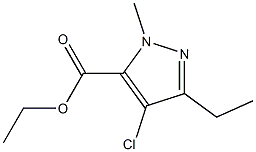 4-氯-3-乙基-1-甲基吡唑-5-羧酸乙酯 结构式