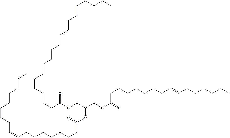1-(9Z-hexadecenoyl)-2-(9Z,12Z-octadecadienoyl)-3-eicosanoyl-sn-glycerol Structure