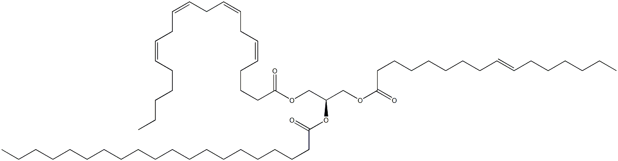 1-(9Z-hexadecenoyl)-2-eicosanoyl-3-(5Z,8Z,11Z,14Z-eicosatetraenoyl)-sn-glycerol 化学構造式