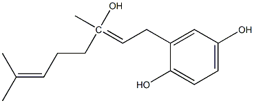 2-(2Z)-(3-hydroxy-3,7-dimethylocta-2,6-dienyl)-1,4-benzenediol Structure