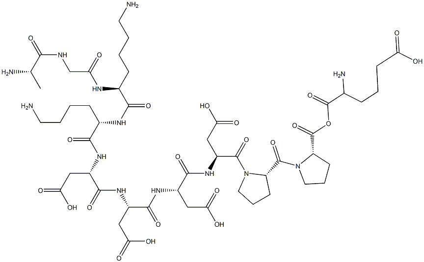 alanyl-glycyl-lysyl-lysyl-aspartyl-aspartyl-aspartyl-aspartyl-prolyl-prolyl-2-aminoadipic acid,,结构式