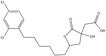 3-(carboxymethyl)-5-(6-(2,4-dichlorophenyl)hexyl)-3-hydroxytetrahydrofuran-2-one Struktur