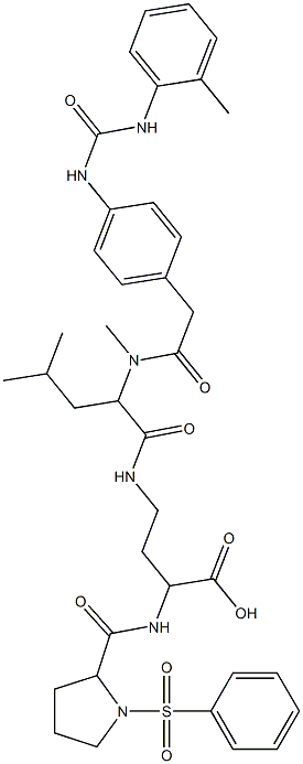 2-((1-benzenesulfonylpyrrolidine-2-carbonyl)amino)-4-(4-methyl-2-(methyl-(2-(4-(3-o-tolylureido)phenyl)acetyl)amino)pentanoylamino)butyric acid