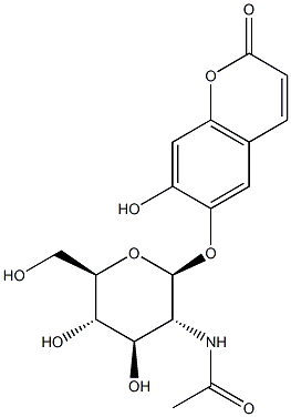 6((2-(acetylamino)-2-deoxy-beta-D-glucopyranosyl)oxy)-7-hydroxycoumarin Struktur