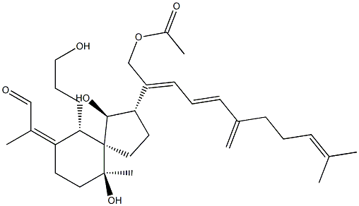 [(2E,4E)-2-[(1S,2S,5S,6S,9Z,10S)-1,6-dihydroxy-10-(3-hydroxypropyl)-6-methyl-9-(1-oxopropan-2-ylidene)-2-spiro[4.5]decyl]-10-methyl-6-methylidene-undeca-2,4,9-trienyl] acetate Struktur