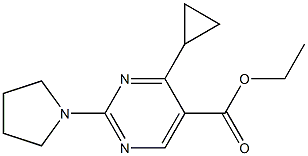 ETHYL 4-CYCLOPROPYL-2-(PYRROLIDIN-1-YL)PYRIMIDINE-5-CARBOXYLATE Structure