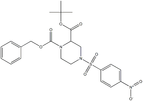 TERT-BUTYL 1-(BENZYLOXYCARBONYL)-4-(4-NITROPHENYL)SULFONYL-PIPERAZINE-2-CARBOXYLATE Struktur
