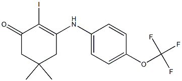 2-iodo-5,5-dimethyl-3-[4-(trifluoromethoxy)anilino]-2-cyclohexen-1-one 结构式