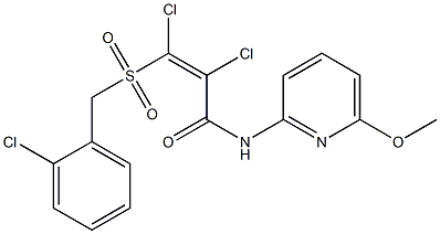 (Z)-2,3-dichloro-3-[(2-chlorobenzyl)sulfonyl]-N-(6-methoxy-2-pyridinyl)-2-propenamide 化学構造式