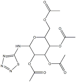 3,5-di(acetyloxy)-2-[(acetyloxy)methyl]-6-(1,2,3,4-thiatriazol-5-ylamino)tetrahydro-2H-pyran-4-yl acetate Structure