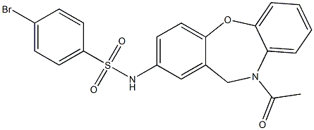 N-(10-acetyl-10,11-dihydrodibenzo[b,f][1,4]oxazepin-2-yl)-4-bromobenzenesulfonamide 化学構造式