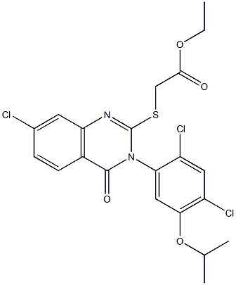 ethyl 2-{[7-chloro-3-(2,4-dichloro-5-isopropoxyphenyl)-4-oxo-3,4-dihydro-2-quinazolinyl]sulfanyl}acetate Structure