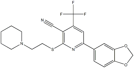 6-(1,3-benzodioxol-5-yl)-2-[(2-piperidinoethyl)sulfanyl]-4-(trifluoromethyl)nicotinonitrile