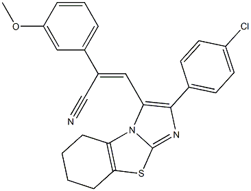 (Z)-3-[2-(4-chlorophenyl)-5,6,7,8-tetrahydroimidazo[2,1-b][1,3]benzothiazol-3-yl]-2-(3-methoxyphenyl)-2-propenenitrile Structure