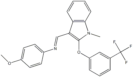  4-methoxy-N-((E)-{1-methyl-2-[3-(trifluoromethyl)phenoxy]-1H-indol-3-yl}methylidene)aniline