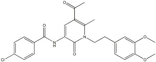 N-[5-acetyl-1-(3,4-dimethoxyphenethyl)-6-methyl-2-oxo-1,2-dihydro-3-pyridinyl]-4-chlorobenzenecarboxamide Struktur