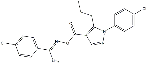 O1-{[1-(4-chlorophenyl)-5-propyl-1H-pyrazol-4-yl]carbonyl}-4-chlorobenzene-1-carbohydroximamide Structure