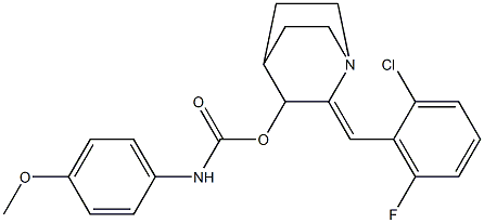 2-[(Z)-(2-chloro-6-fluorophenyl)methylidene]-1-azabicyclo[2.2.2]oct-3-yl N-(4-methoxyphenyl)carbamate Struktur