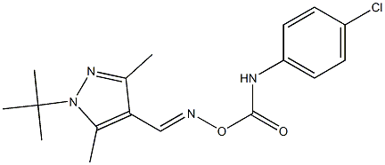 1-(tert-butyl)-4-[({[(4-chloroanilino)carbonyl]oxy}imino)methyl]-3,5-dimethyl-1H-pyrazole Structure