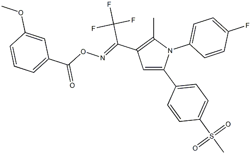 1-(4-fluorophenyl)-2-methyl-5-[4-(methylsulfonyl)phenyl]-3-{2,2,2-trifluoro[(3-methoxybenzoyl)oxy]ethanimidoyl}-1H-pyrrole Structure