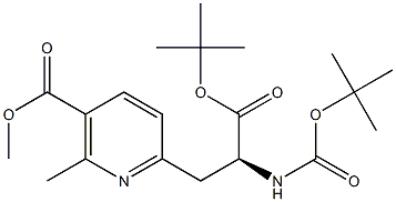 (S)-methyl 6-(3-tert-butoxy-2-(tert-butoxycarbonylamino)-3-oxopropyl)-2-methylnicotinate Struktur