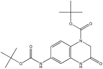6-tert-Butoxycarbonylamino-3-oxo-3,4-dihydro-2H-quinoxaline-1-carboxylic acid tert-butyl ester Structure