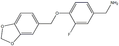 [4-(2H-1,3-benzodioxol-5-ylmethoxy)-3-fluorophenyl]methanamine 结构式